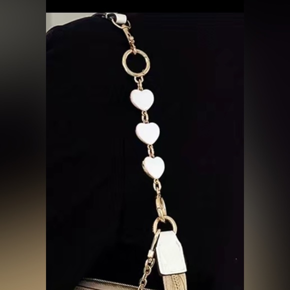New Silver White Heart Shape Purse Chain Extender - Picture 5 of 10